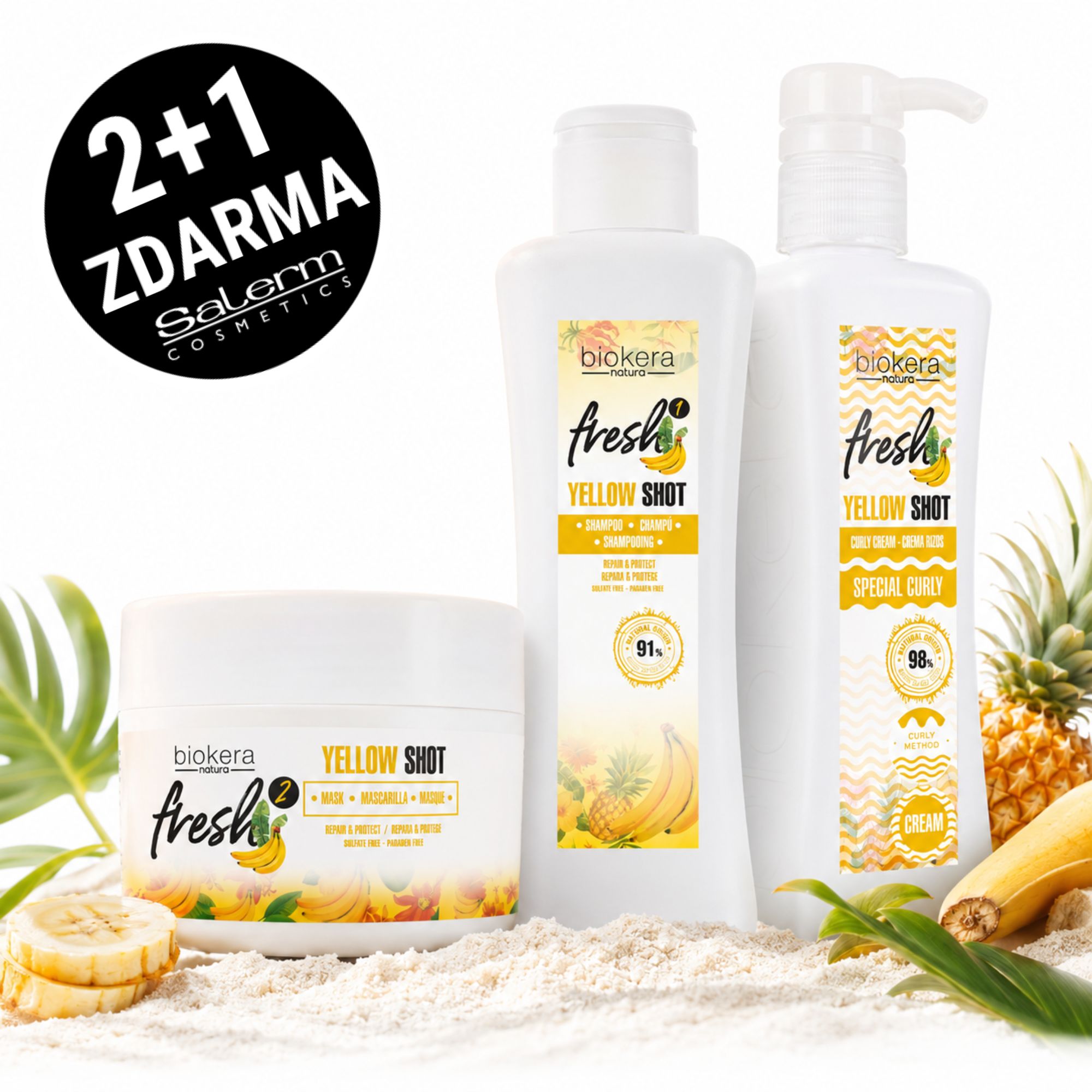 Akce 2+1 Zdarma! Salerm Biokera Yellow Shot kosmetická sada pro vlnité vlasy